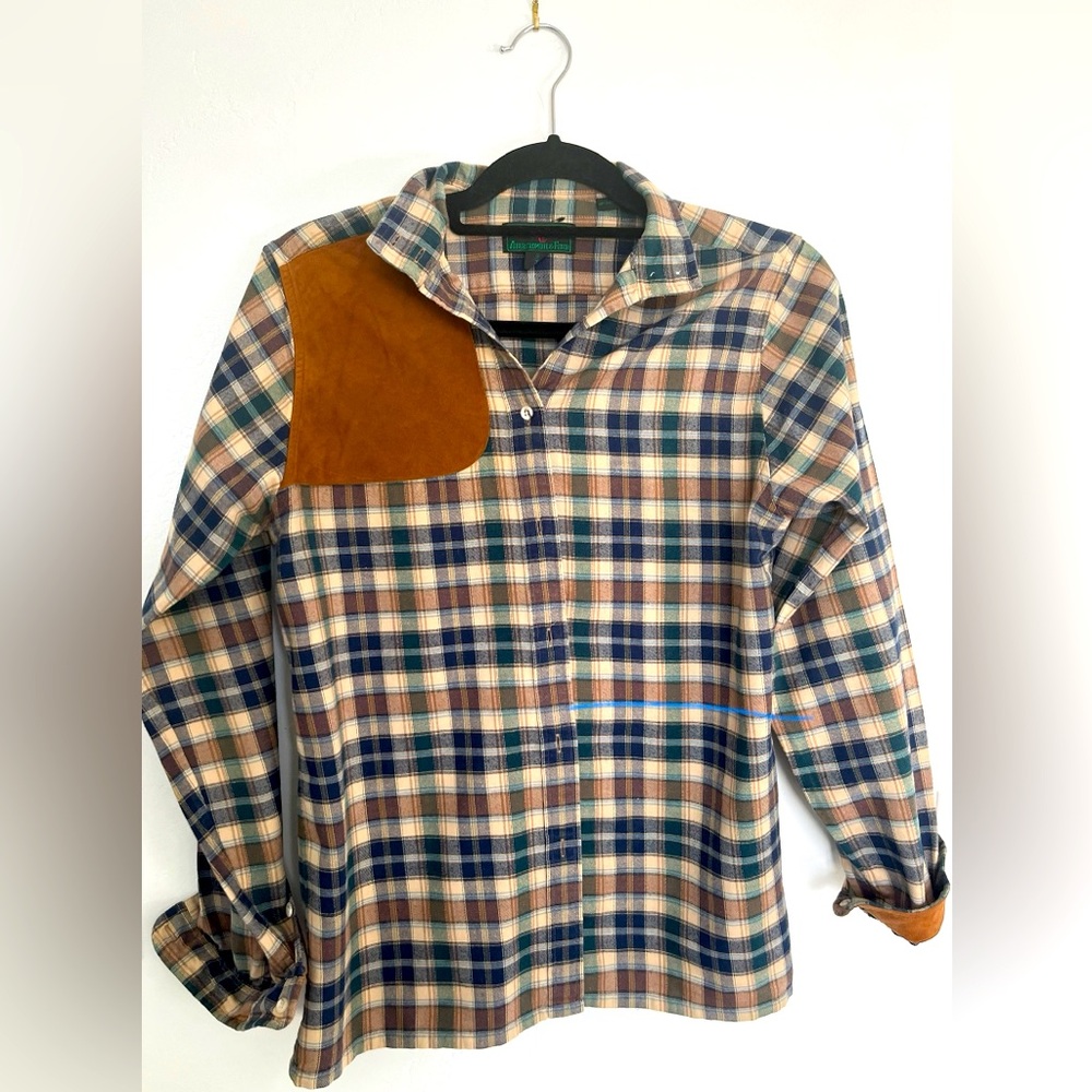 Abercrombie & Fitch Plaid Button-Down Shirt in Blue, Tan, Cream